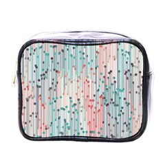 Vertical Behance Line Polka Dot Grey Pink Mini Toiletries Bags by Mariart