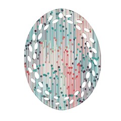 Vertical Behance Line Polka Dot Grey Pink Ornament (oval Filigree) by Mariart