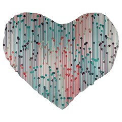 Vertical Behance Line Polka Dot Grey Pink Large 19  Premium Heart Shape Cushions by Mariart