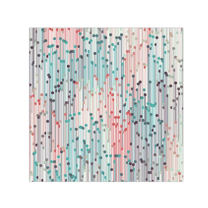 Vertical Behance Line Polka Dot Grey Pink Small Satin Scarf (Square)