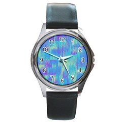 Vertical Behance Line Polka Dot Purple Green Blue Round Metal Watch by Mariart