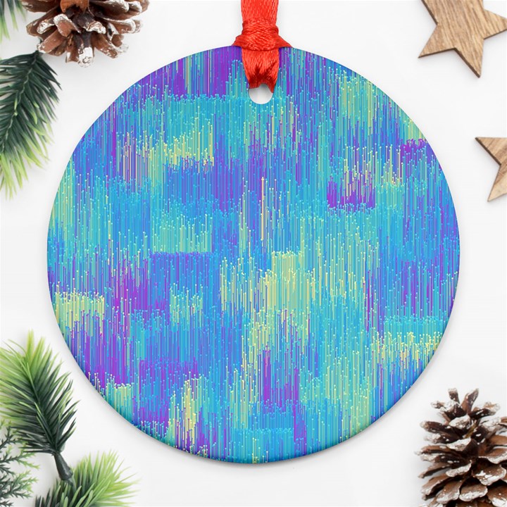 Vertical Behance Line Polka Dot Purple Green Blue Ornament (Round)