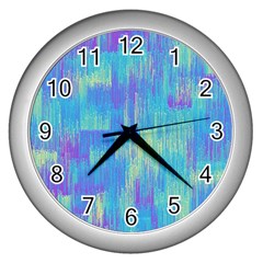 Vertical Behance Line Polka Dot Purple Green Blue Wall Clocks (silver)  by Mariart