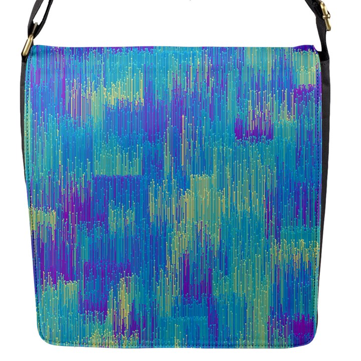 Vertical Behance Line Polka Dot Purple Green Blue Flap Messenger Bag (S)