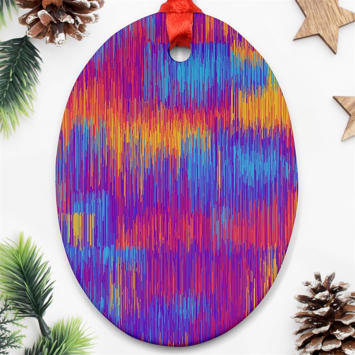 Vertical Behance Line Polka Dot Red Blue Orange Ornament (Oval)