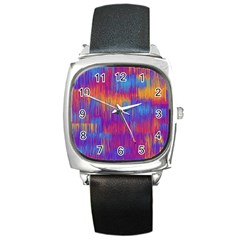 Vertical Behance Line Polka Dot Red Blue Orange Square Metal Watch