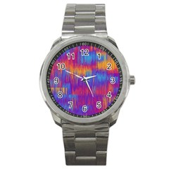 Vertical Behance Line Polka Dot Red Blue Orange Sport Metal Watch by Mariart