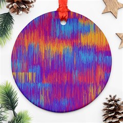 Vertical Behance Line Polka Dot Red Blue Orange Round Ornament (two Sides)