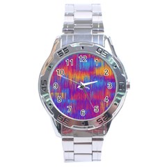 Vertical Behance Line Polka Dot Red Blue Orange Stainless Steel Analogue Watch by Mariart