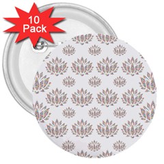 Dot Lotus Flower Flower Floral 3  Buttons (10 Pack) 