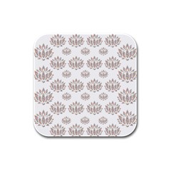 Dot Lotus Flower Flower Floral Rubber Square Coaster (4 Pack) 