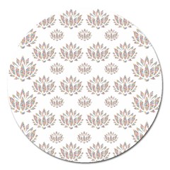 Dot Lotus Flower Flower Floral Magnet 5  (round)