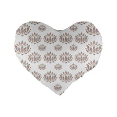 Dot Lotus Flower Flower Floral Standard 16  Premium Flano Heart Shape Cushions by Mariart