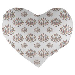 Dot Lotus Flower Flower Floral Large 19  Premium Flano Heart Shape Cushions by Mariart