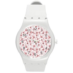 Floral pattern Round Plastic Sport Watch (M)