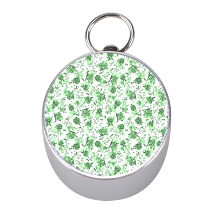 Floral pattern Mini Silver Compasses