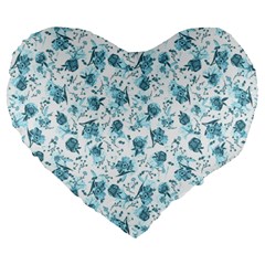 Floral Pattern Large 19  Premium Heart Shape Cushions by ValentinaDesign