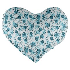 Floral Pattern Large 19  Premium Flano Heart Shape Cushions by ValentinaDesign