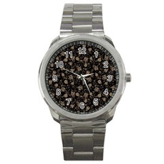 Floral Pattern Sport Metal Watch by ValentinaDesign