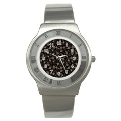 Floral Pattern Stainless Steel Watch by ValentinaDesign