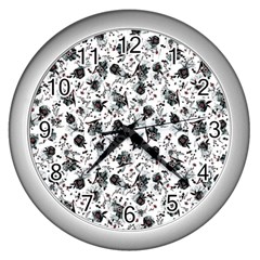 Floral Pattern Wall Clocks (silver) 