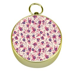 Floral Pattern Gold Compasses