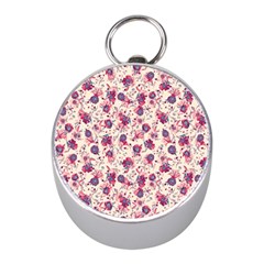 Floral Pattern Mini Silver Compasses