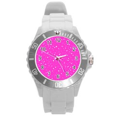 Dots Pattern Round Plastic Sport Watch (l) by ValentinaDesign