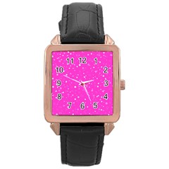 Dots Pattern Rose Gold Leather Watch  by ValentinaDesign