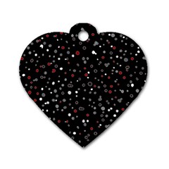 Dots Pattern Dog Tag Heart (two Sides)