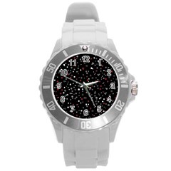 Dots Pattern Round Plastic Sport Watch (l) by ValentinaDesign