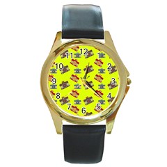 Camera pattern                Round Gold Metal Watch