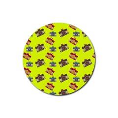 Camera Pattern                Rubber Coaster (round) by LalyLauraFLM