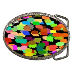 Colorful Paint On A Black Background                 Belt Buckle