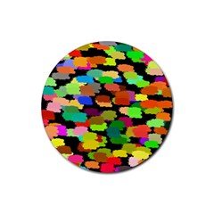 Colorful Paint On A Black Background                 Rubber Round Coaster (4 Pack)