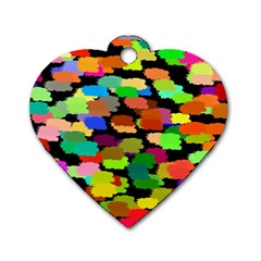 Colorful Paint On A Black Background                 Dog Tag Heart (one Side)