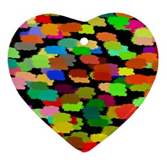 Colorful Paint On A Black Background                 Ornament (heart)