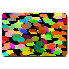 Colorful Paint On A Black Background                 Large Doormat