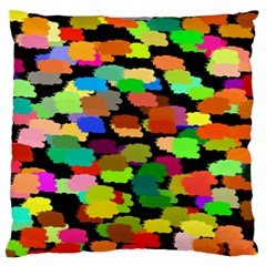 Colorful Paint On A Black Background           Large Flano Cushion Case (two Sides) by LalyLauraFLM