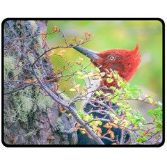 Woodpecker At Forest Pecking Tree, Patagonia, Argentina Fleece Blanket (medium)  by dflcprints