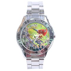 Woodpecker At Forest Pecking Tree, Patagonia, Argentina Stainless Steel Analogue Watch by dflcprints