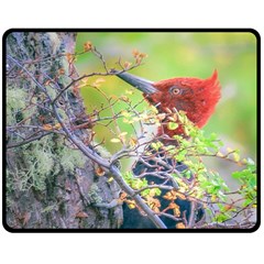 Woodpecker At Forest Pecking Tree, Patagonia, Argentina Double Sided Fleece Blanket (medium)  by dflcprints