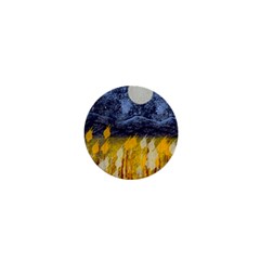 Blue And Gold Landscape With Moon 1  Mini Buttons by digitaldivadesigns