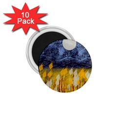 Blue And Gold Landscape With Moon 1 75  Magnets (10 Pack)  by digitaldivadesigns