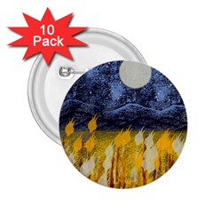 Blue And Gold Landscape With Moon 2 25  Buttons (10 Pack)  by digitaldivadesigns