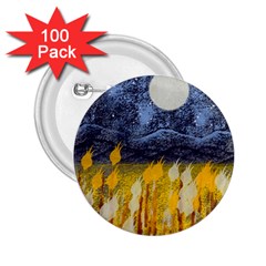 Blue And Gold Landscape With Moon 2 25  Buttons (100 Pack)  by digitaldivadesigns