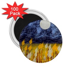 Blue And Gold Landscape With Moon 2 25  Magnets (100 Pack)  by digitaldivadesigns