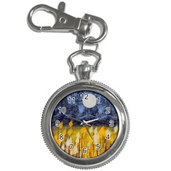 Blue And Gold Landscape With Moon Key Chain Watches by digitaldivadesigns