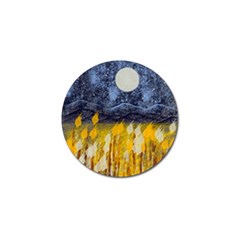 Blue And Gold Landscape With Moon Golf Ball Marker by digitaldivadesigns