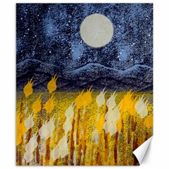 Blue And Gold Landscape With Moon Canvas 8  X 10 